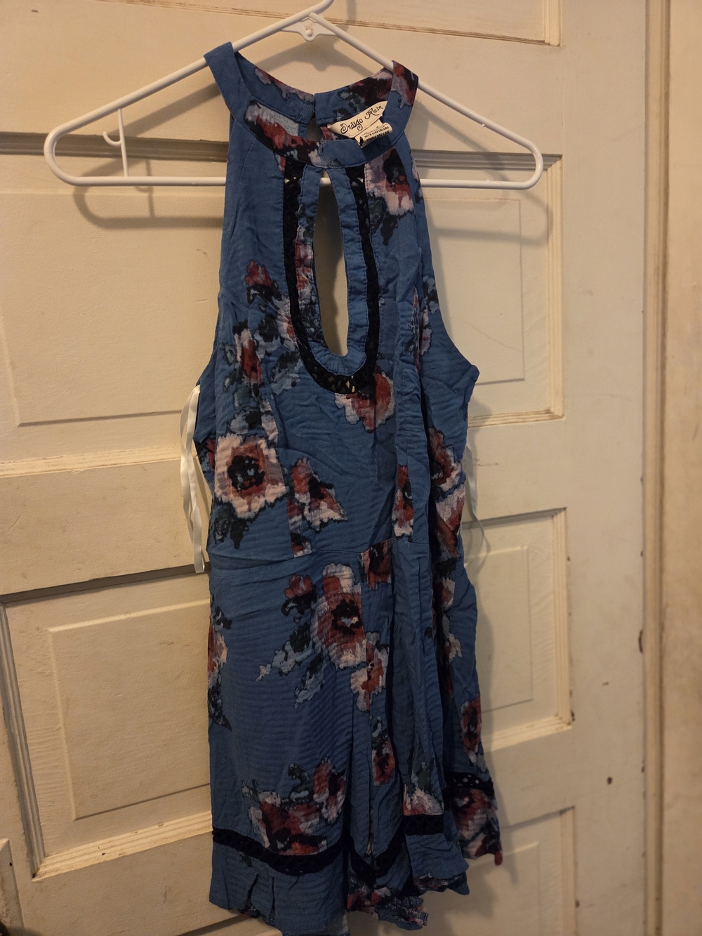 Indigo Rein Blue Floral Halter Romper